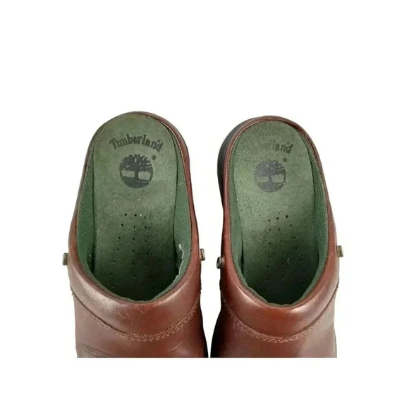 Timberland Shoes Womens 6.5M Mules Slip On Comfort Round Toe Brown Leather - Picture 4 of 10